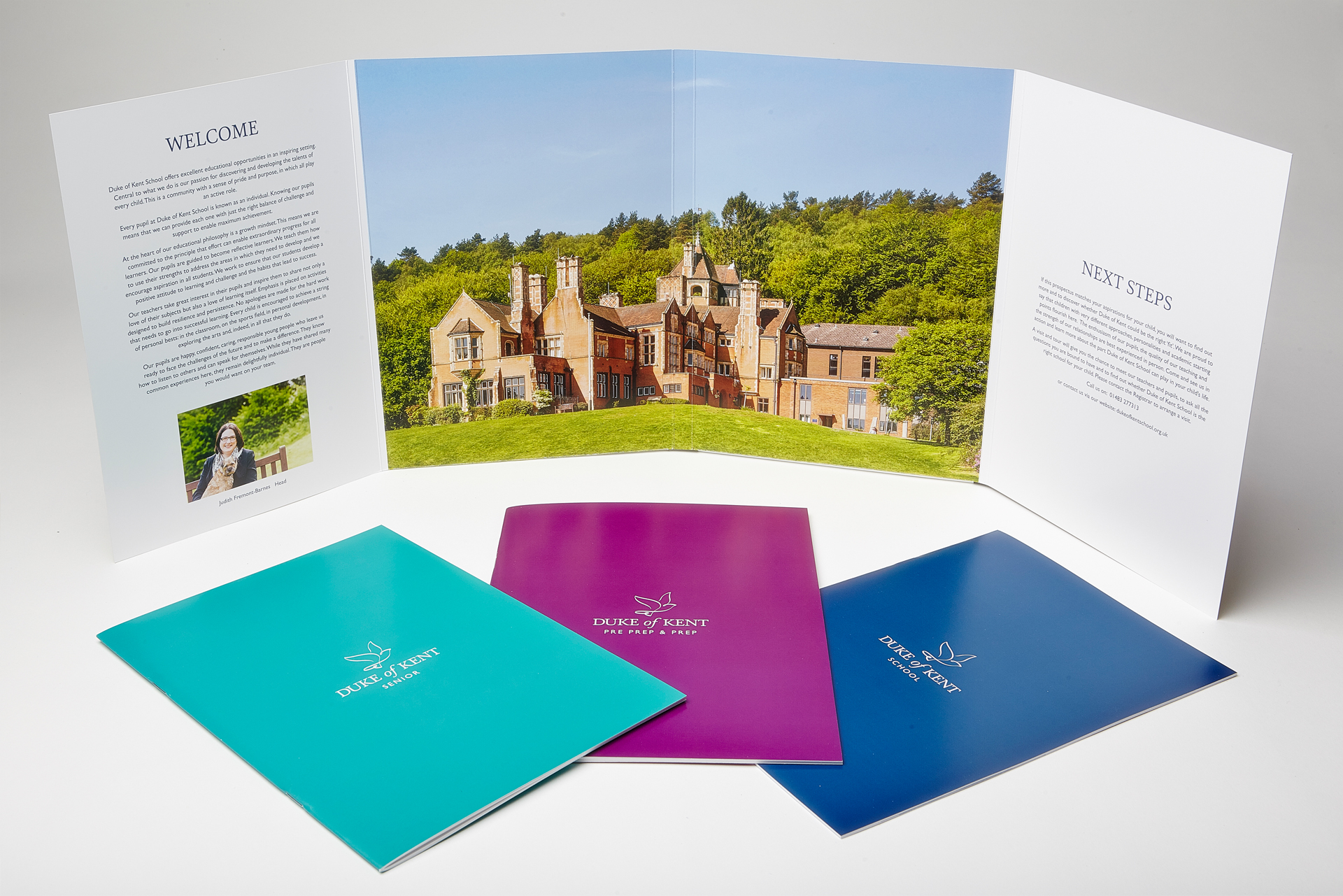 Duke Of Kent School brand logo Prospectus layout