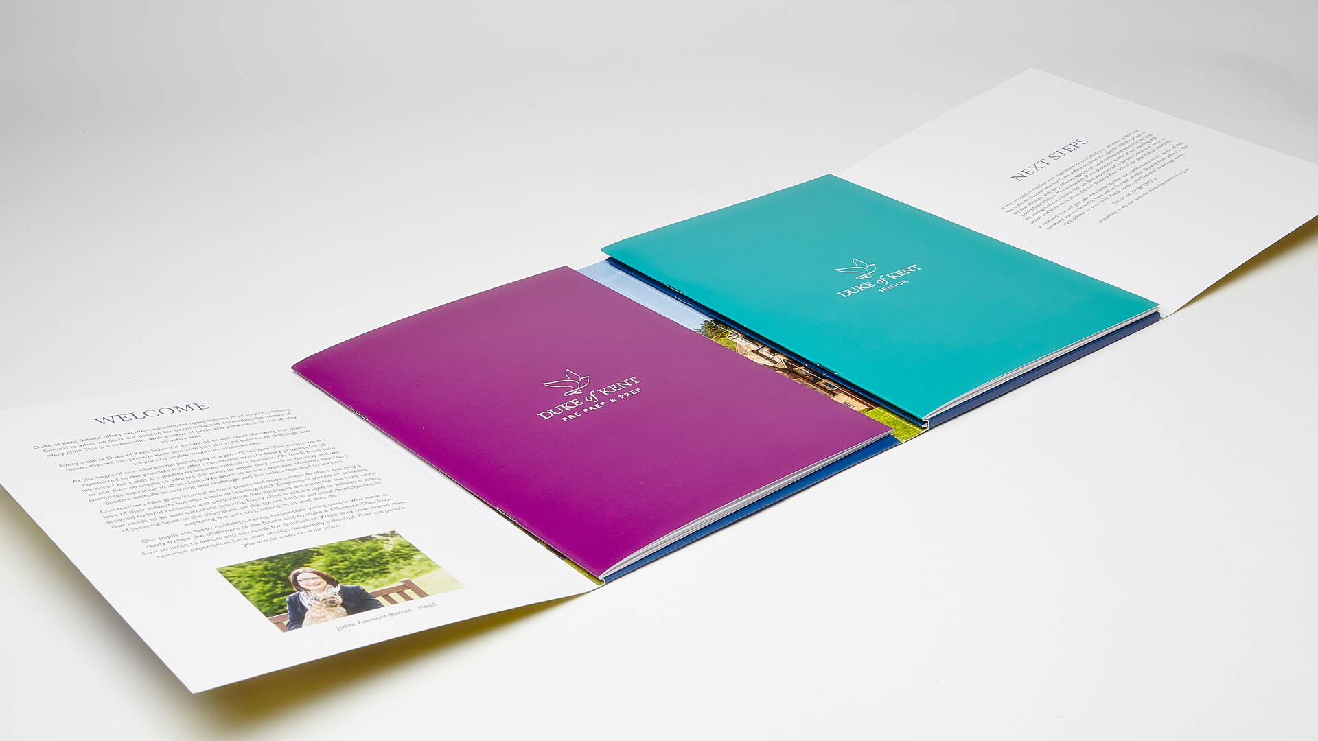 Duke Of Kent School prospectus open showing prospectuses