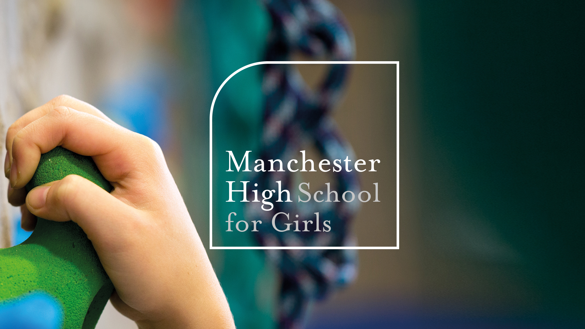 Manchester High School For Girls brand logo rock-climbing photography