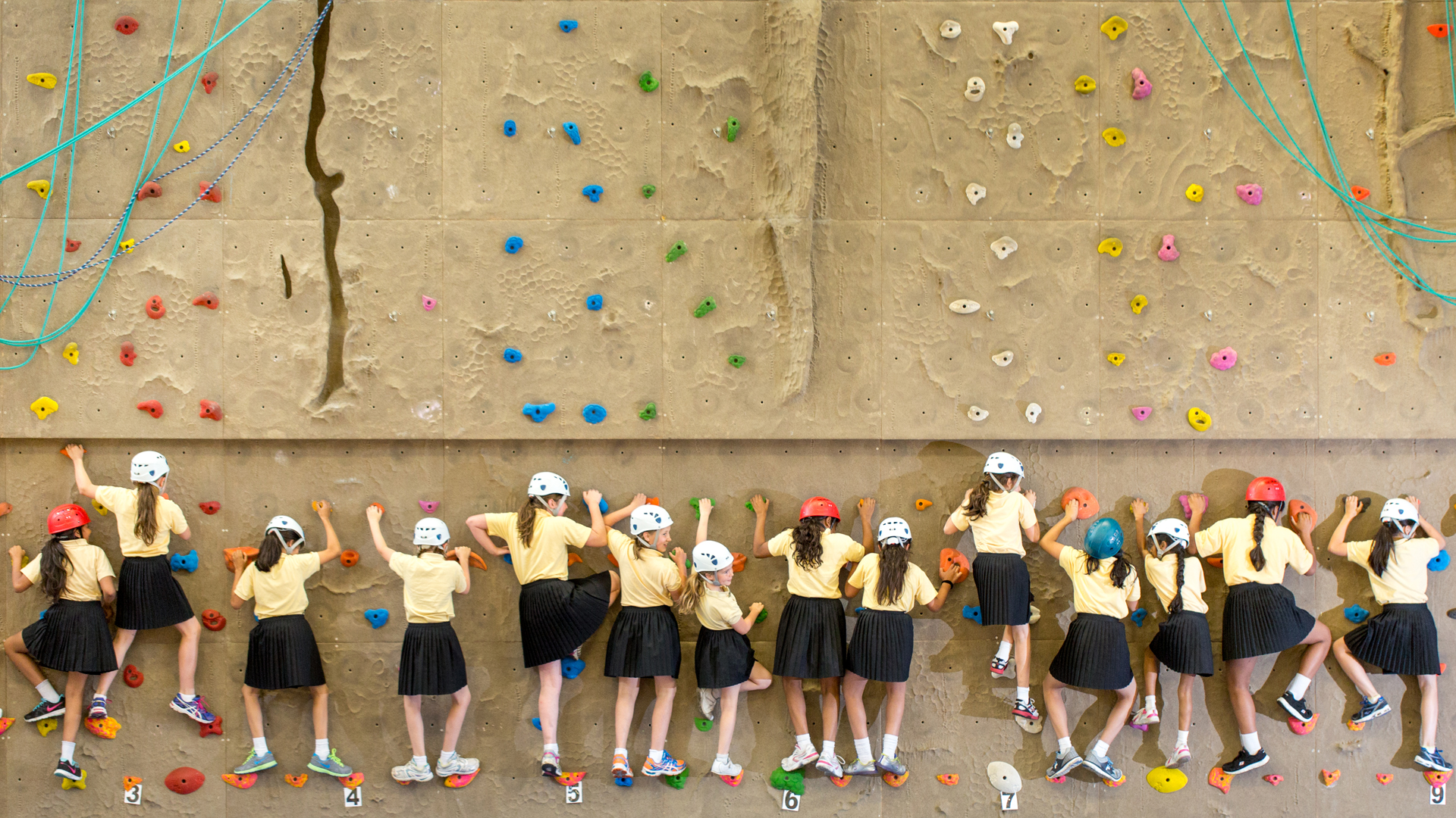 Manchester High School For Girls students rock-climbing photography